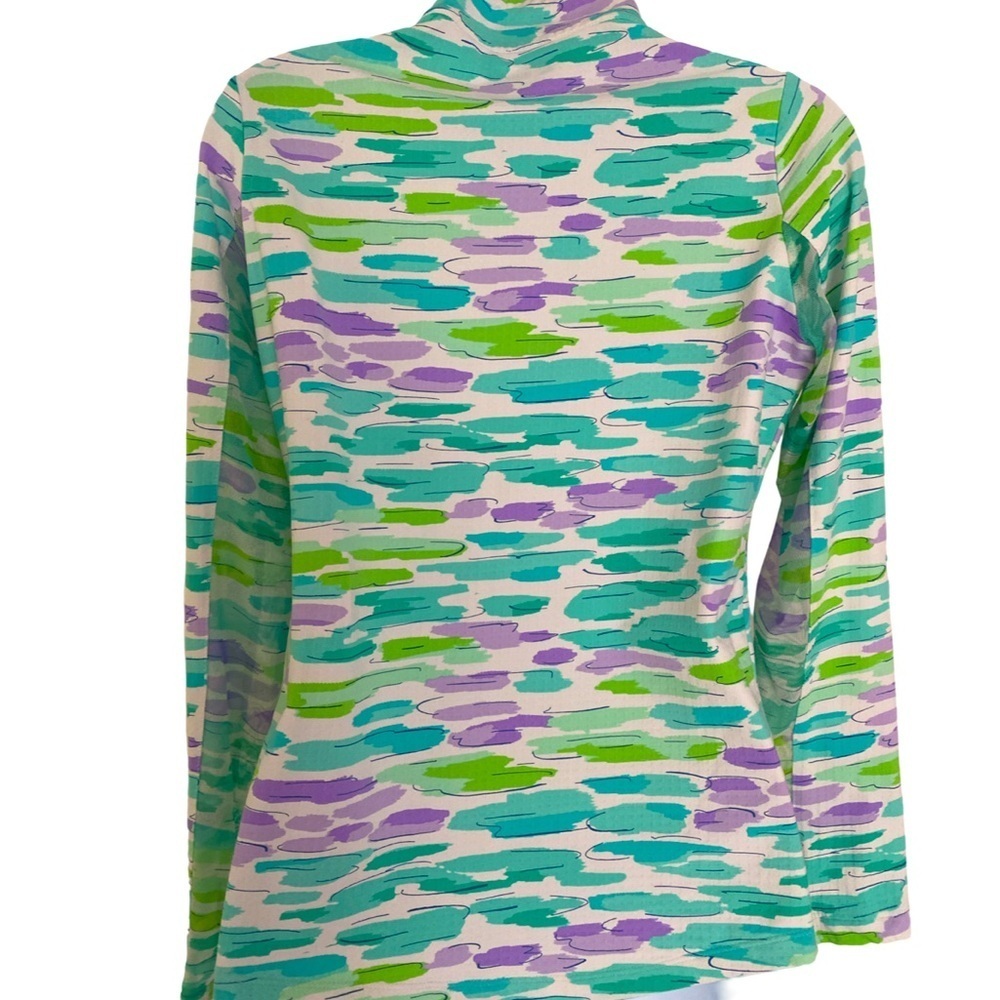 Ibkul Quarter Zip Top -XS blue , green white , nylon spandex - Picture 5 of 5